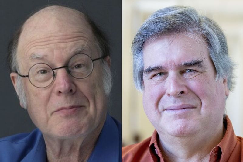 Side-by-side portraits of Charles H. Bennett (left) and Gilles Brassard (right), the 2025 Turing Award recipients for their work in quantum cryptography