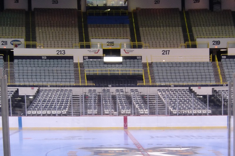 Washington Capitals players celebrate Alex Ovechkin's first period goal against the Winnipeg Jets at Capital One Arena