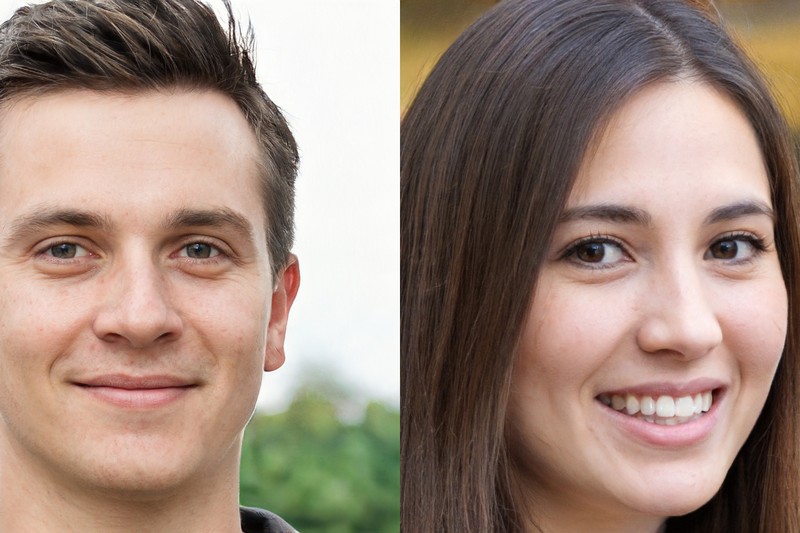 Two side-by-side AI-generated deepfake portraits of people who do not actually exist