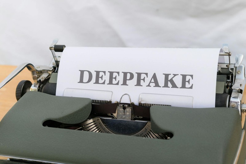 Vintage typewriter with the word DEEPFAKE typed on a sheet of paper