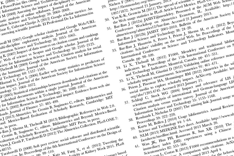 Screenshot of numbered academic references from a scientific paper, showing author names, titles, journals, and publication years in standard citation format
