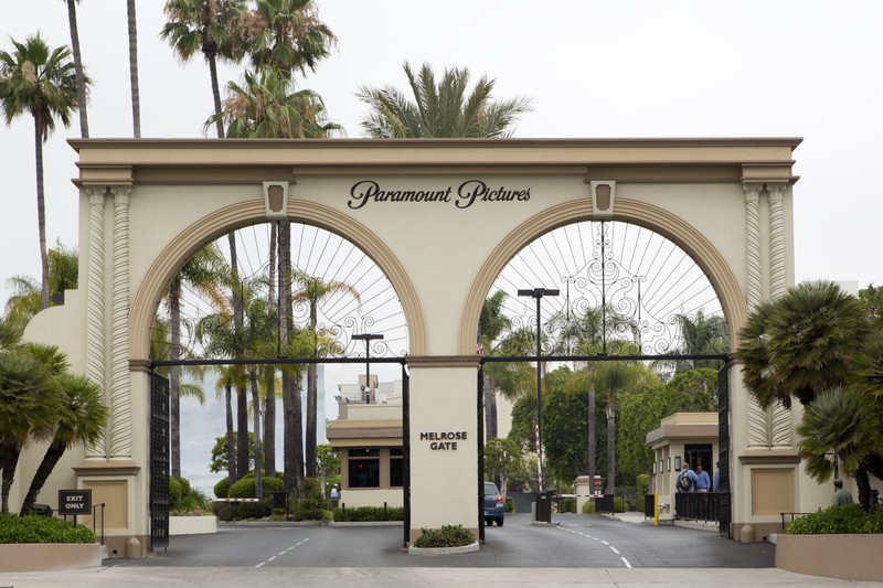 The Paramount Pictures Melrose Avenue entrance gate in Los Angeles, California