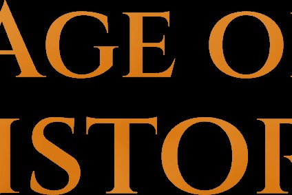 The Age of History game logo in golden serif text on a black background