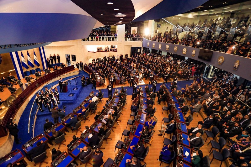 The Legislative Assembly of El Salvador in session during a presidential address in San Salvador.