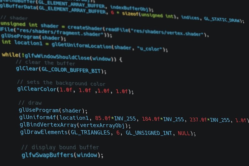 C programming code displayed on a dark-themed code editor screen
