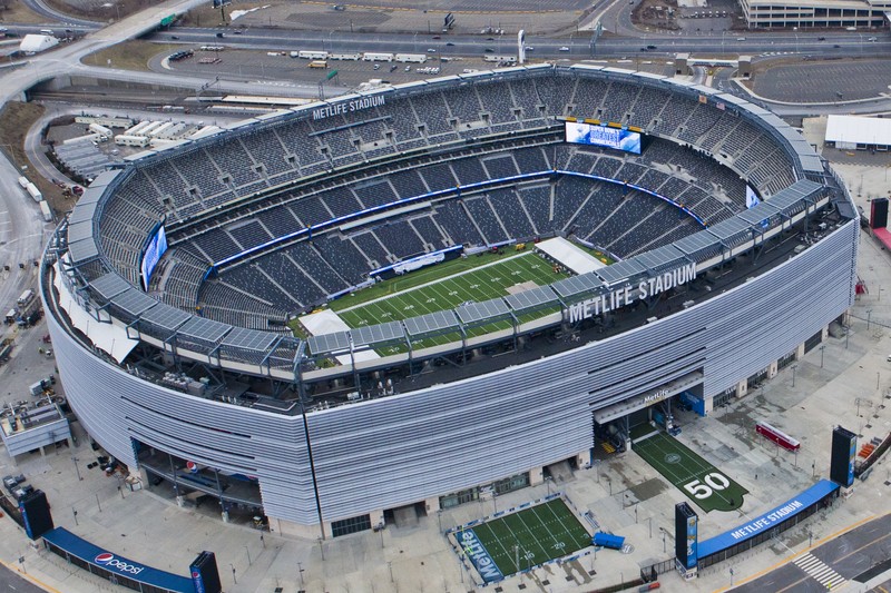 Aerial view of MetLife Stadium in East Rutherford, New Jersey