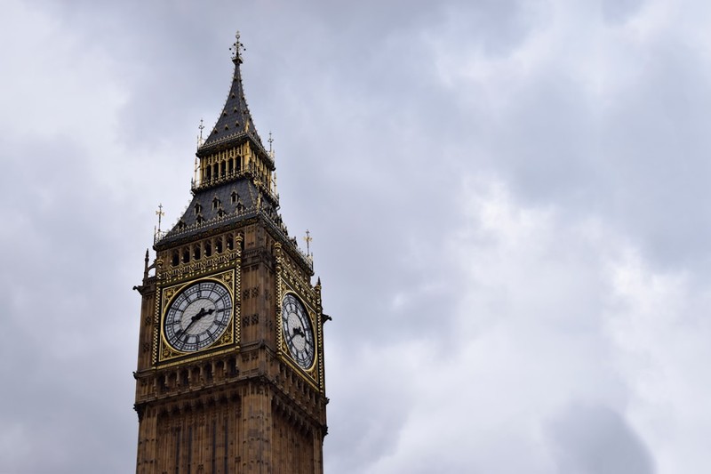 Elizabeth Tower (Big Ben) in London under overcast skies