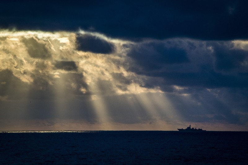 A Chinese Type 052D guided-missile destroyer transits the South China Sea
