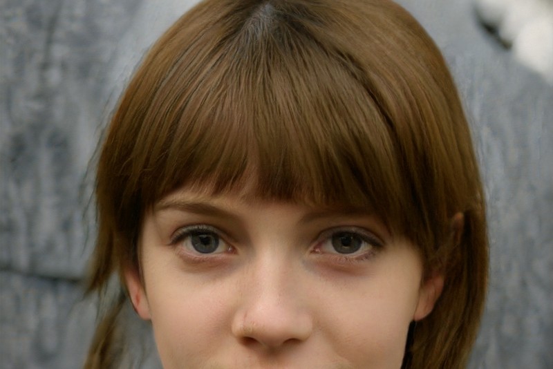 AI-generated portrait of a woman created by StyleGAN, illustrating how neural networks can produce realistic but entirely fictitious human faces