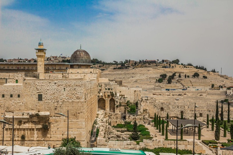 View of Jerusalem's Old City with the Dome of the Rock and ancient stone architecture