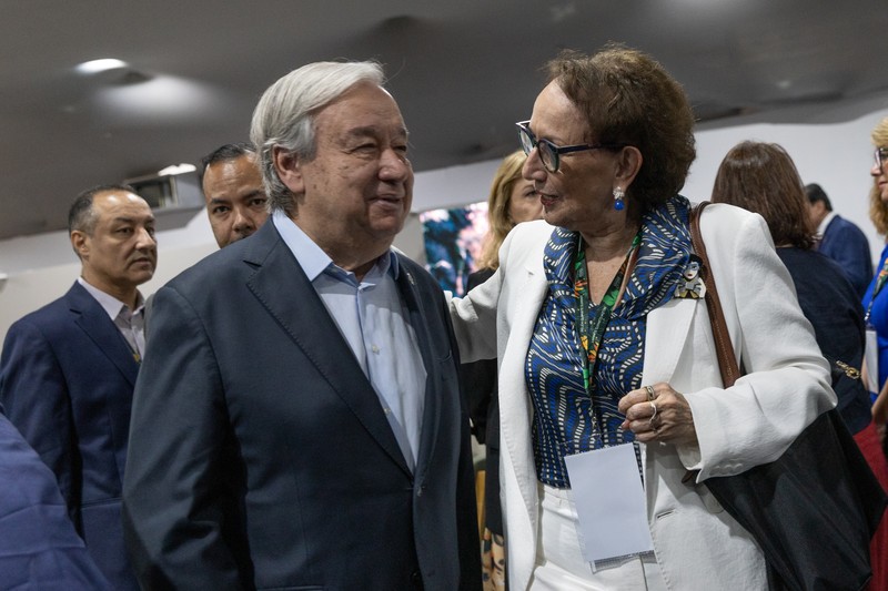 UN Secretary-General António Guterres in conversation with UNCTAD Secretary-General Rebeca Grynspan at the Belém Climate Summit