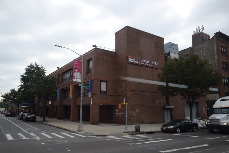 NYC Health + Hospitals facility at the corner of Pennsylvania Avenue and Pitkin Avenue in East New York, Brooklyn