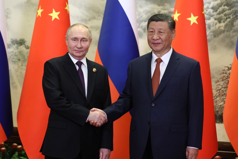 Vladimir Putin and Xi Jinping meet in the Great Hall of the People in Beijing
