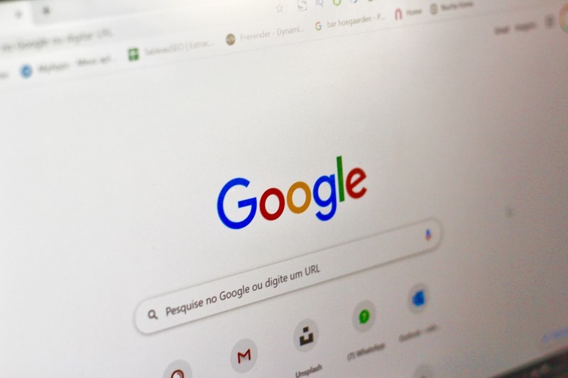 Google Search homepage displayed on a computer screen with the familiar search bar